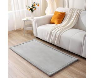 Premium Large Coral Velvet Baby Play Mat 150x80x2.5cm, Grey - High-Density Memory Foam Area Rug - Stylish Playmat for Floor with Non-Slip Backing for Crawling, Soft Play & Tummy Time - Easy Care Rug