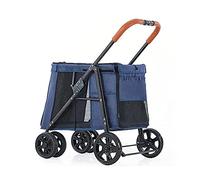 Premium Large Dog Stroller for Luxury Pets 4 Wheel Pet Pram Pushchair for Cats Dogs and More Foldable Carrier Cart in Blue