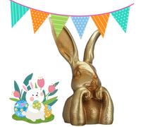 Premium Large Easter Gold Resin Bunny Table Decor, Easter Thinking Bunny Figurine for Home Table Centerpieces Golden Cute Rabbit Statue for Spring Living Room Shelf Mantel Decorations (Large)