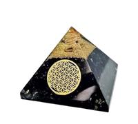 Premium Large Shungite Orgonite Pyramid 8.5 cm - Flower of Life & Copper Coil Orgone Energy for EMF Protection, Meditation & Healing - Handmade Spiritual Crystal Décor by Nilo Crystals