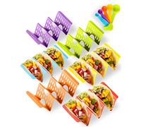 Premium Large Taco Holder Stand, Colorful Taco Holders Set of 6 or 4, Taco Stands for 3 Tacos, Soft or Hard Taco Shell Holder, Street Taco Rack, Dishwasher & Microwave Safe, Taco Tuesday