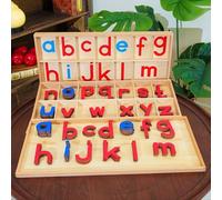 Premium Large Wooden Movable Alphabet Set 22.4in 5.2 lbs| 155 Lowercase Letters in Dual Beechwood Boxes | Montessori Red & Blue Letters for Word Building & Writing | Wood Large Movable Alphabet