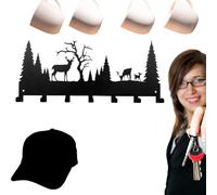 Premium Laser-Cutr Deer Wall Panel with Integrated Hook Array,Sturdy Heavy Gauge Steel Plate, Entryway Solution, Fixings,12in×5.2in×0.6in,MaxLoad 11 lb,Wallkey Rack Metal,Decorative Wall Key Hanger