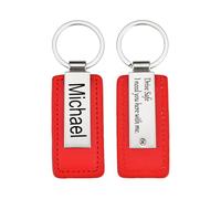 Premium Laser-Engraved Leather Key Fob for Car & Home - Rustproof Steel Keyring Ideal for Travel Accessories, Gifts for Him, Her, Parents Singel/Dual-Sided Design