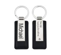 Premium Laser-Engraved Leather Key Fob for Car & Home - Rustproof Steel Keyring Ideal for Travel Accessories, Gifts for Him, Her, Parents Singel/Dual-Sided Design
