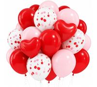 Premium Latex Balloons Set for Party Decorations & Celebrations - 50-Piece Cherry Blossom Balloons Kit with Red, Light Pink & White for Birthday Weddings Bridal Showers Bouquets Arches (Cherry Red)