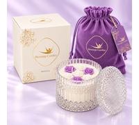 Premium Lavender, Chamomile & Vanilla Scented Candle Gift for Women, Hand-Poured Soy Wax Aromatherapy Candle in Crystal Glass Jar, 40-Hour Birthday, Housewarming, Mother’s Day & Christmas Gift