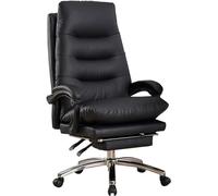 Premium Leath Executive Office Chair Swivel Desk Chair with Footrest Adjustable High Back Design Slish Black Armchair One Size Fits All