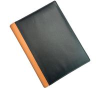 Premium Leather A5 Refillable Notebook Cover - Soft Genuine Leather Journal Holder with Free Lined Insert | EMVY Embossed | Fits Most A5 Notebooks (80+ Pages) (Black/Tan)