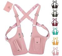 Premium Leather Adjustable Underarm Shoulder Bag, Double Shoulder Hidden Anti Pickpocket Armpit Armor Pack for Men (Red)