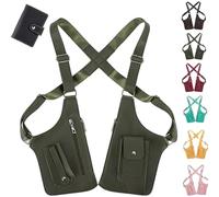 Premium Leather Adjustable Underarm Shoulder Bag, Double Shoulder Hidden Anti Pickpocket Armpit Armor Pack for Men (Dark Green)
