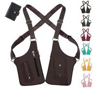 Premium Leather Adjustable Underarm Shoulder Bag, Double Shoulder Hidden Anti Pickpocket Armpit Armor Pack for Men (Brown)