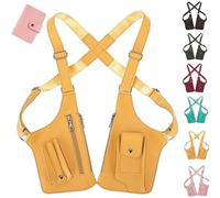 Premium Leather Adjustable Underarm Shoulder Bag, Double Shoulder Hidden Anti Pickpocket Armpit Armor Pack for Men (Yellow)