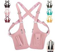 Premium Leather Adjustable Underarm Shoulder Bag for Men & Women, Leather Underarm Shoulder Bag Men, Armpit Vest Bag Anti Theft Hidden Storage, Travel Accessory(Pink)