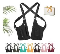 Premium Leather Adjustable Underarm Shoulder Bag for Men & Women, Multi-pocket Anti-Theft Double Shoulder Bag with Double Pocket, for Travel and Daily Use (Black)