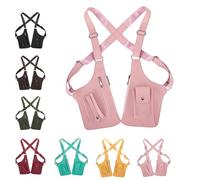 Premium Leather Adjustable Underarm Shoulder Bag, Leather Shoulder Armor Hidden Underarm Strap Wallet, Anti Theft Travel Bag, Multi-Pocket, Waterproof, Adjustable Fit (Pink)