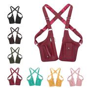 Premium Leather Adjustable Underarm Shoulder Bag, Leather Shoulder Armor Hidden Underarm Strap Wallet, Anti Theft Travel Bag, Multi-Pocket, Waterproof, Adjustable Fit (Red)