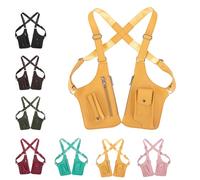 Premium Leather Adjustable Underarm Shoulder Bag, Leather Shoulder Armor Hidden Underarm Strap Wallet, Anti Theft Travel Bag, Multi-Pocket, Waterproof, Adjustable Fit (Yellow)