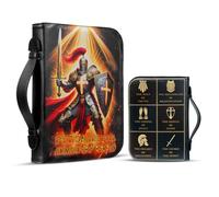 Premium Leather Armor of God Bible Cover - Faith Scripture Knight Temlar Study Bible Carrier Case Bag Accessories Supplies - Religious Bible Pattern Organizer - Christian Pastor Appreciation Gifts