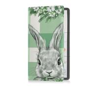 Premium Leather Auto Registration Insurance & ID Card Holder Men Women Automobile Wallet Case Organizer for ID, Driver's License, Key Contact Information Cards Buffalo Plaid Bunny Rabbit Ears Flower,