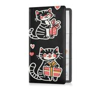 Premium Leather Auto Registration Insurance & ID Card Holder Men Women Glove Box Compartment Organizer for Cards, Essential Document Driver License Valentine's Day Bengal Cats Black, Valentine's Day