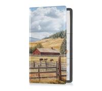 Premium Leather Auto Registration Insurance & ID Card Holder Men Women Glove Box Organize for ID, Driver's License, Key Contact Information Cards Cowboy Ranch in Montana