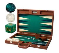 Premium Leather Backgammon Set - 19 Inch Travel Size With Dice & Checkers