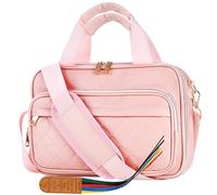 Premium Leather Bible Tote Bag with Ribbon Bookmark for Women & Men, w/Shoulder Strap and Handle, Durable Large Capacity Multi-Pocket Bible Cover Case, Elegant Gift for Church & Travel