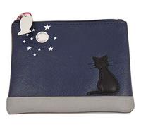 Premium Leather Black Cat Coin Purse by Mala Leather with Gift dustbag 4207/35 Midnight Collection (Navy Blue)