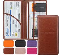 Premium Leather Car Glove Box Holder with Magnetic Closure for Cards, Essential Documents, Driving License (Brown)