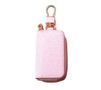 Premium Leather Car Key Fob Case for Women - Durable Key Holder with Zipper & Coin Pocket, Multi-Functional Design (14x5.5x2.5cm), Pink, Light Luxury