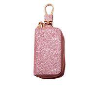 Premium Leather Car Key Fob Case for Women - Durable Key Holder with Zipper & Coin Pocket, Multi-Functional Design (14x5.5x2.5cm), Rose gold, Light Luxury