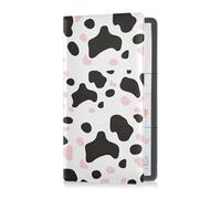 Premium Leather Car Registration and Insurance Card Holder Men Women Auto Truck Comparment Accessories Case for Cards, Essential Document Driver License Simple Cow Print Pattern Vector Art Style