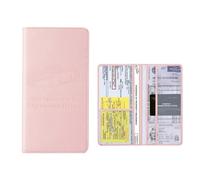 Premium Leather Car Registration and Insurance Card Holder with Magnetic Shut, Vehicle License Document Glove Box Compartment Organizer, Essentials Vehicle Wallet Case for Women Men (Pink/Large)