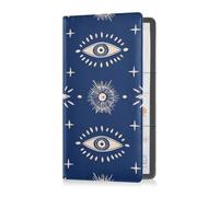 Premium Leather Car Registration & Insurance Card Holder Men Women Essential Car Wallet Case for Cards, Essential Document Driver License Hand-drawn Evil Eye