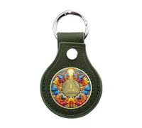 Premium Leather Coin Holder - Handmade Sobriety AA Coins Chip Keychain - Displays Both Sides of Sober Token Medallion Pet Challenge Coin - Green Waterproof Scratchproof Soft PVC Key Ring