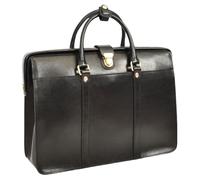Premium Leather Doctors Bag Framed Professionals Briefcase D8646 Black