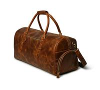 Premium Leather Duffle Bag with Dual Shoe Compartments Weekender Travel Bag for Men & Women FullGrain Leather Gym Bag