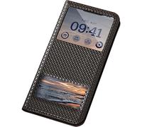 Premium Leather Flip Phone Case, Folio Kickstand Cover for Apple iPhone 14 Case Holster 6.1 inch 2022 Can Answer Calls Quickly (Color : Brown)