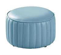 Premium Leather Foot Stool,Round Footrest,Comfy Resting Footstool Sofa Stool,Small Accent For Living Room Bedroom-Navy Blue 32X32X21Cm,Light Blue,36x36x24cm
