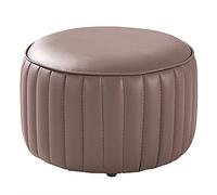 Premium Leather Foot Stool,Round Footrest,Comfy Resting Footstool Sofa Stool,Small Accent For Living Room Bedroom-Navy Blue 32X32X21Cm,Grey,32x32x21cm