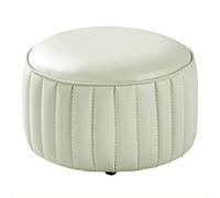 Premium Leather Foot Stool,Round Footrest,Comfy Resting Footstool Sofa Stool,Small Accent For Living Room Bedroom-Navy Blue 32X32X21Cm,Ivory White,32x32x21cm