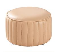 Premium Leather Foot Stool,Round Footrest,Comfy Resting Footstool Sofa Stool,Small Accent For Living Room Bedroom-Navy Blue 32X32X21Cm,Beige,32x32x21cm