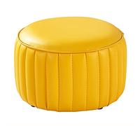 Premium Leather Foot Stool,Round Footrest,Comfy Resting Footstool Sofa Stool,Small Accent For Living Room Bedroom-Navy Blue 32X32X21Cm,Yellow,36x36x24cm