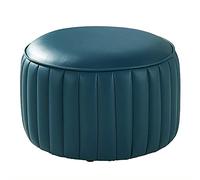 Premium Leather Foot Stool,Round Footrest,Comfy Resting Footstool Sofa Stool,Small Accent For Living Room Bedroom-Navy Blue 32X32X21Cm,Peacock Blue,32x32x21cm