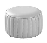 Premium Leather Foot Stool,Round Footrest,Comfy Resting Footstool Sofa Stool,Small Accent For Living Room Bedroom-Navy Blue 32X32X21Cm,Light Gray,36x36x24cm