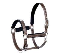 Premium Leather Horse Halter/Metal Hardware/Padded Fleece Lining (Charcoal Grey, Full)