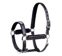 Premium Leather Horse Halter/Metal Hardware/Padded Fleece Lining (Chocolate, Full)