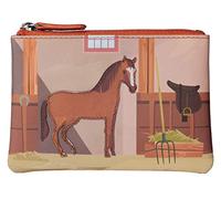Premium Leather Horse in Stable Coin Purse by Mala Leather - Genuine Soft Leather, 'Horse in Stable' Printed & Appliqué Design, Compact & Stylish