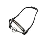Premium Leather Horse Show Headcollar for Foals with Rhinestones, Solid Brass Buckles, Adjustable Crown Piece and Noseband, Available in Black with Silver or Brown with Gold, 3 Sizes (Black, Large)